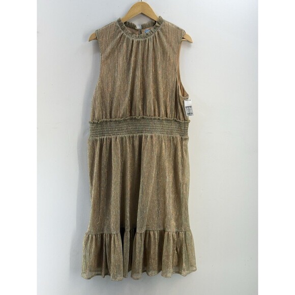 NEW Draper James RSVP Sleeveless Tiered Dress Gold Party Elastic Waist - Picture 12 of 17